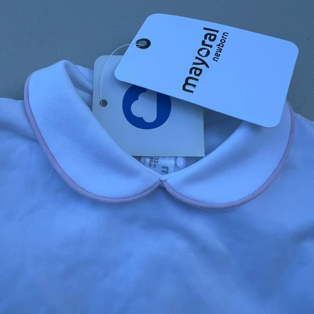 Mayoral Pink and White Nightgown Pajamas NWT Color White 12 Months Newborn Onsie